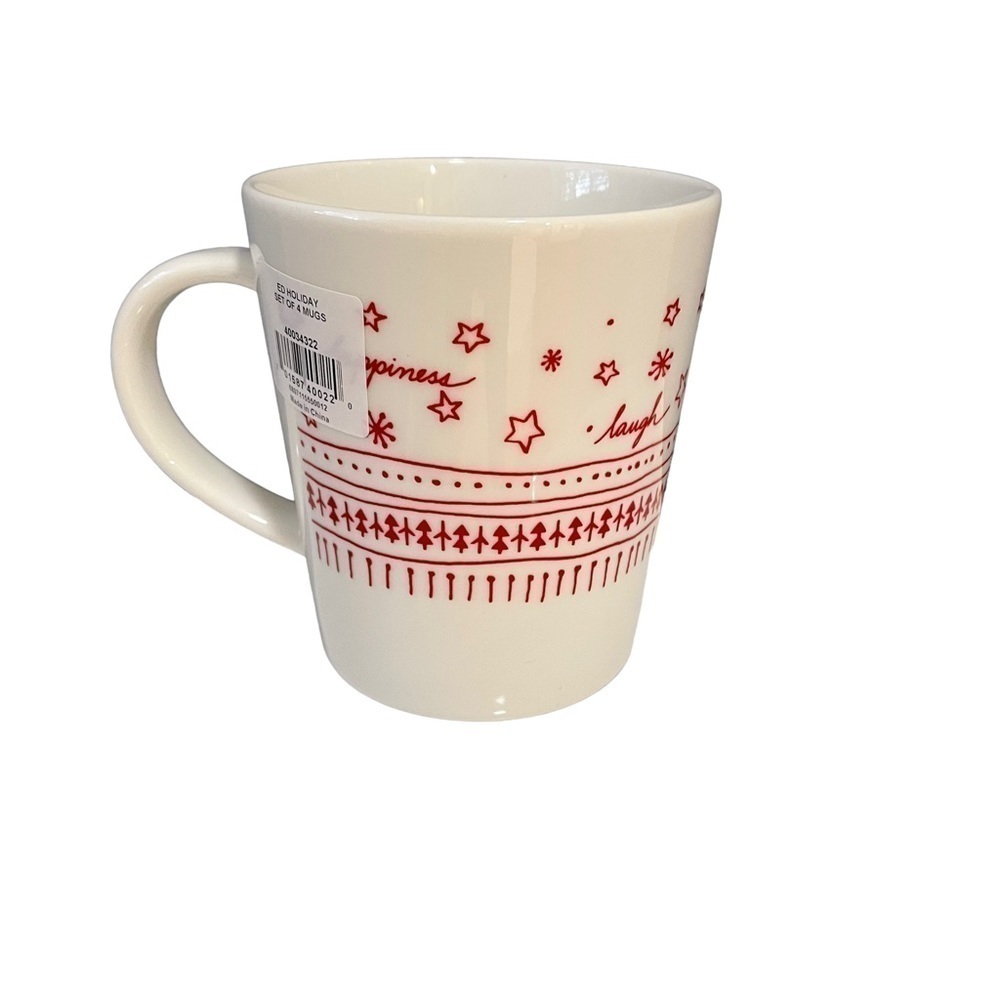 Royal Doulton with Ellen DeGeneres set of four white and red holiday drink mugs - Picture 8 of 15